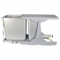 Відро для сміття Muller подвійне 1шт-16л + 1шт-8л контейнер зі знімними внутрішніми відроми вбудоване, висувне, сірий (714981)