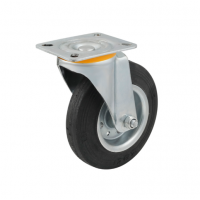 Ролик промисловий Sigma на металевій платформі D=150мм H=180мм гумовий з майданчиком Чорний (714954)