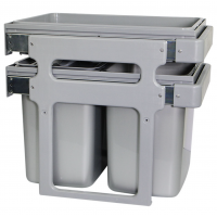 Відро для сміття Muller 2шт 16 л контейнер зі знімними внутрішніми відроми вбудоване, висувне, з кришками сірий (714980)