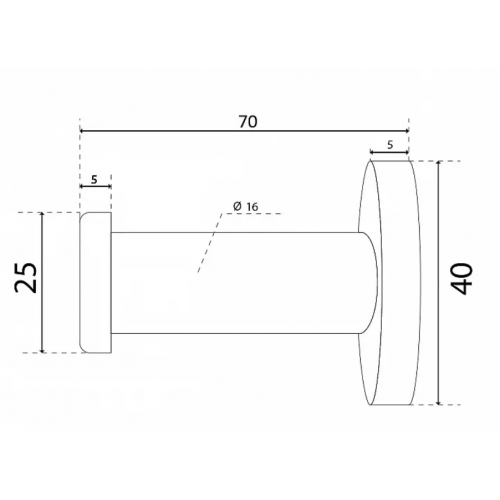 Гачок меблевий для одягу Sigma D=16 мм L=70 мм Сталь (713947) Гачок меблевий для одягу Sigma D=16 мм L=70 мм Сталь (713947)