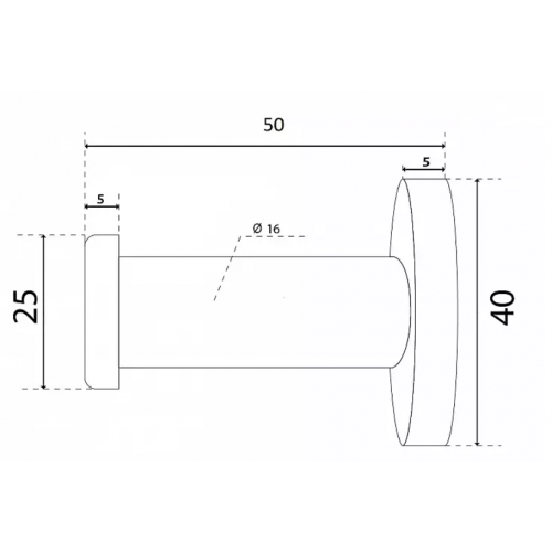 Гачок меблевий для одягу Sigma D=16 мм L=50 мм Сталь (713945) Гачок меблевий для одягу Sigma D=16 мм L=50 мм Сталь (713945)