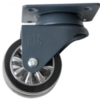 Меблевий ролик Sigma пластиковий з подвійним майданчиком без гальма D=50мм Н=73 мм для меблів крісел тумбочок столиків антрацит чорний (714309)